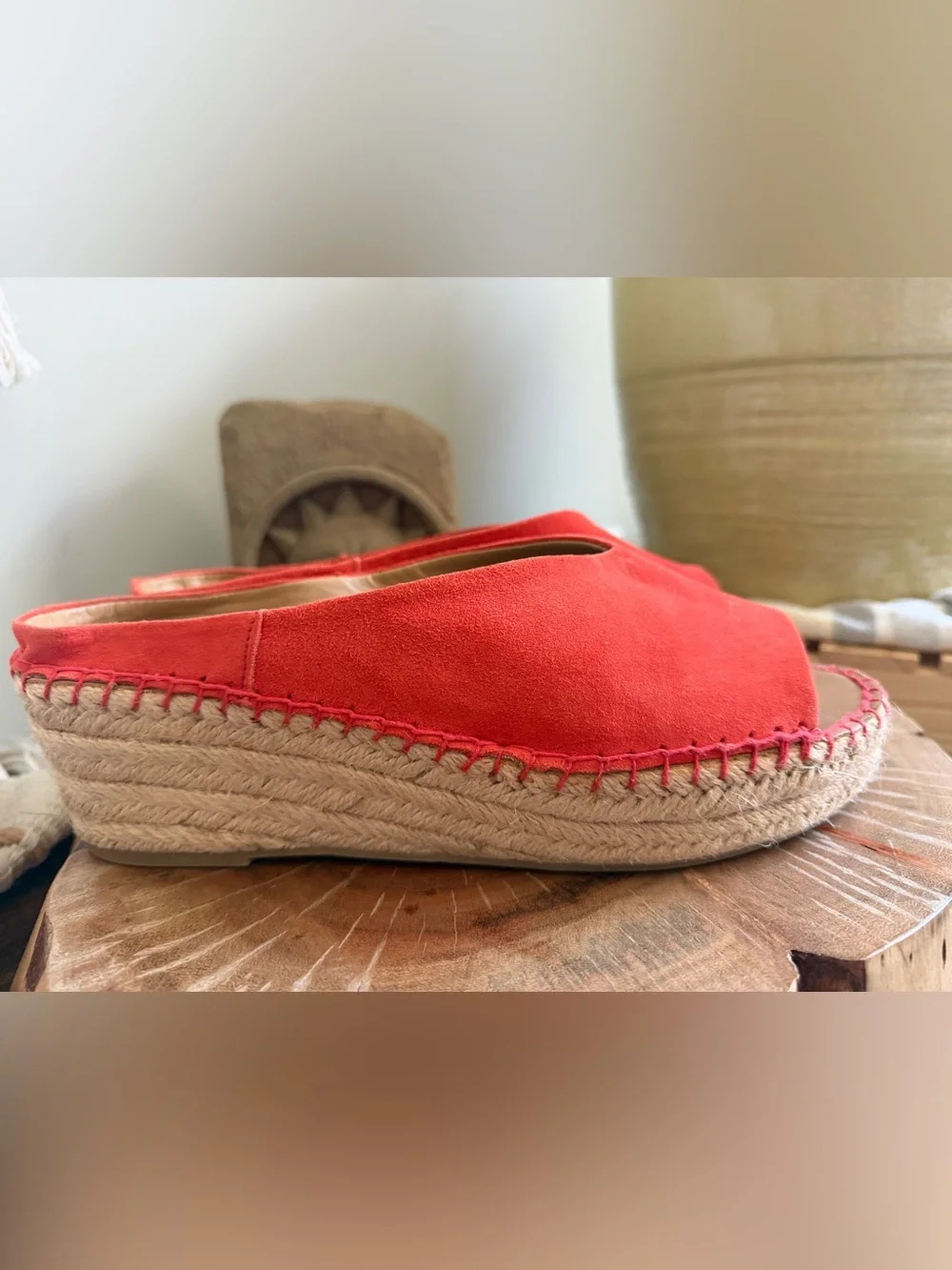 Franco Sarto Pine Espadrille Orange Suede Open-Toe Platform Slide